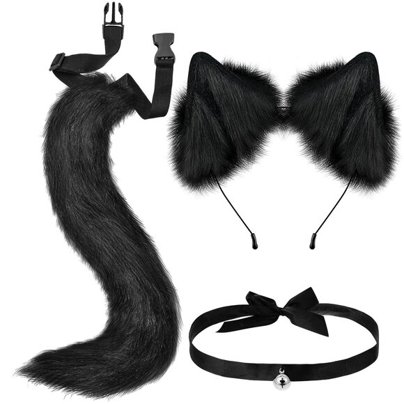 Accessories - 2372 3 Pieces Halloween Cat Costume Set For Black Faux Fur Cat